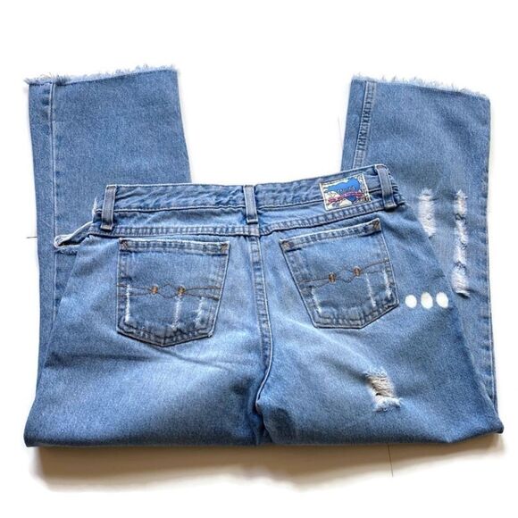 Mudd Bleached Cropped Distressed Jeans Sz 5 - Picture 5 of 7